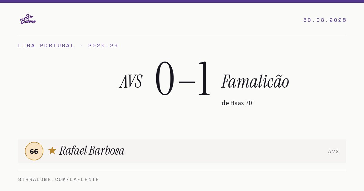 AVS 0–1 Famalicão, Liga Portugal 2025-26. Figura: Rafael Barbosa, 66
