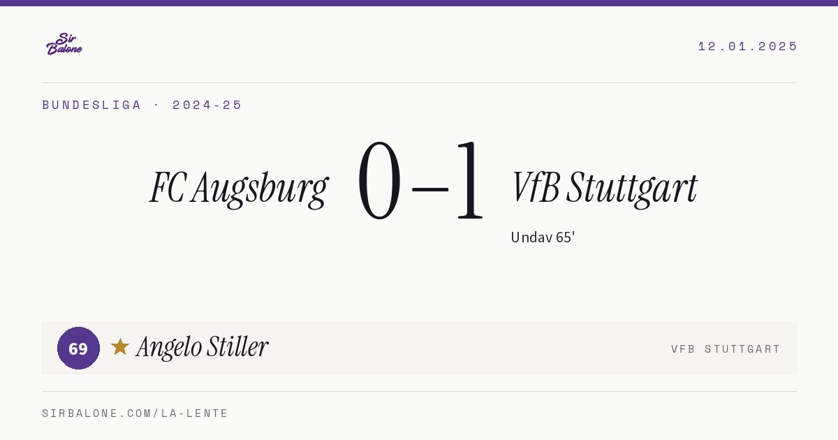 FC Augsburg 0–1 VfB Stuttgart, Bundesliga 2024-25. Figura: Angelo Stiller, 69