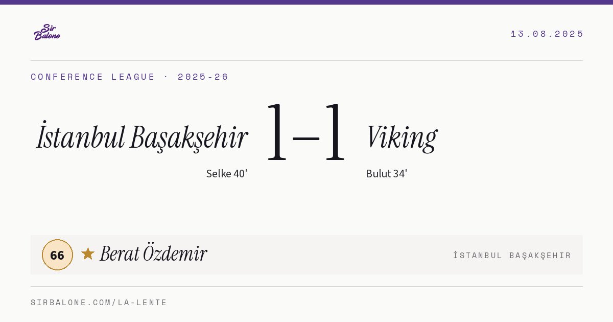 İstanbul Başakşehir 1–1 Viking, Conference League 2025-26. Figura: Berat Özdemir, 66