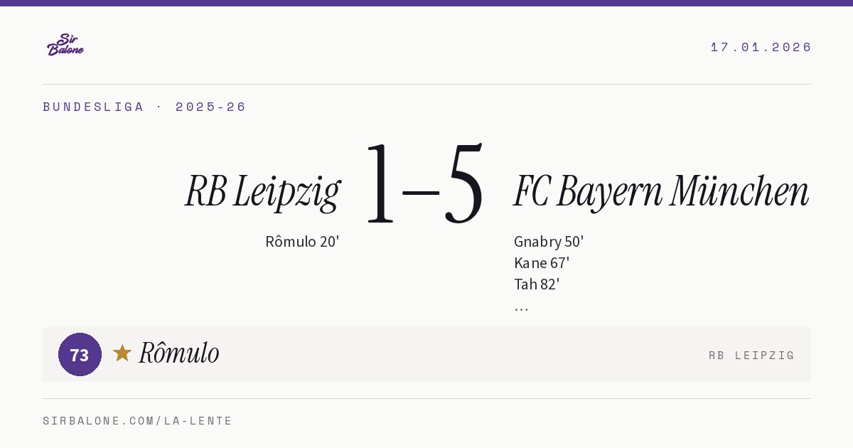 RB Leipzig 1–5 FC Bayern München, Bundesliga 2025-26. Figura: Rômulo, 73