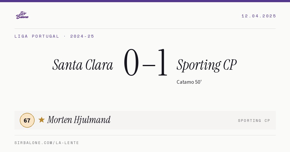 Santa Clara 0–1 Sporting CP, Liga Portugal 2024-25. Figura: Morten Hjulmand, 67