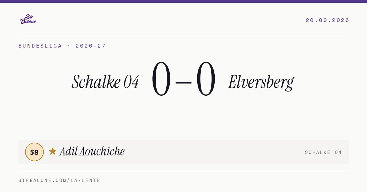 Schalke 04 0–0 Elversberg, Bundesliga 2026-27. Player of the match: Adil Aouchiche, 58